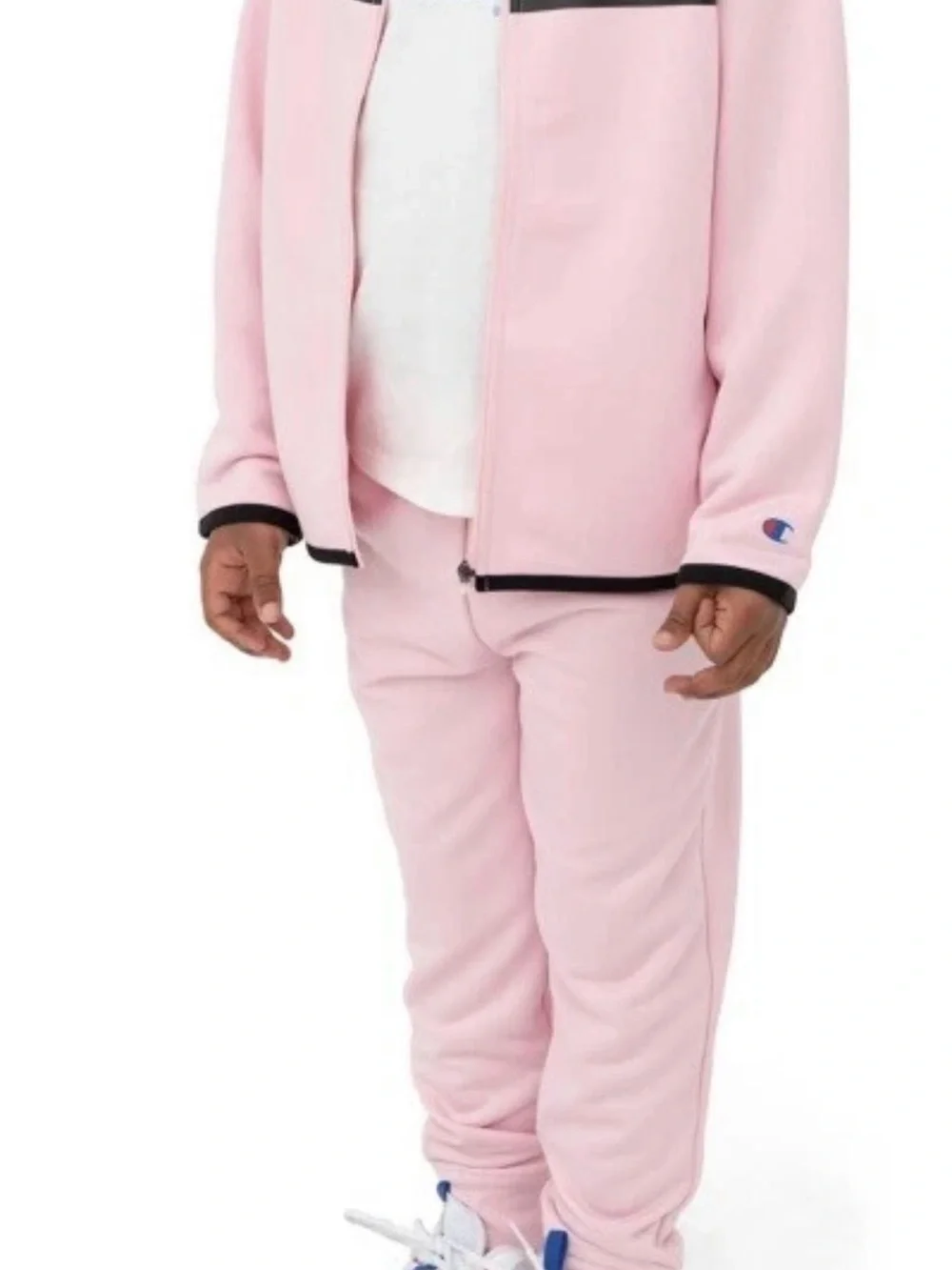 Champion Light Pink Girls' 3-Piece Hoodie & Jogger Set with White Tee